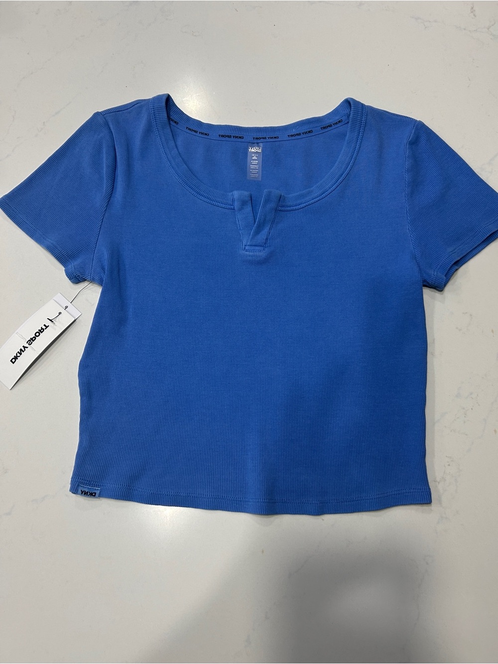 DKNY Cornflower Blue Short Sleeve Ribbed Women’s Tee
